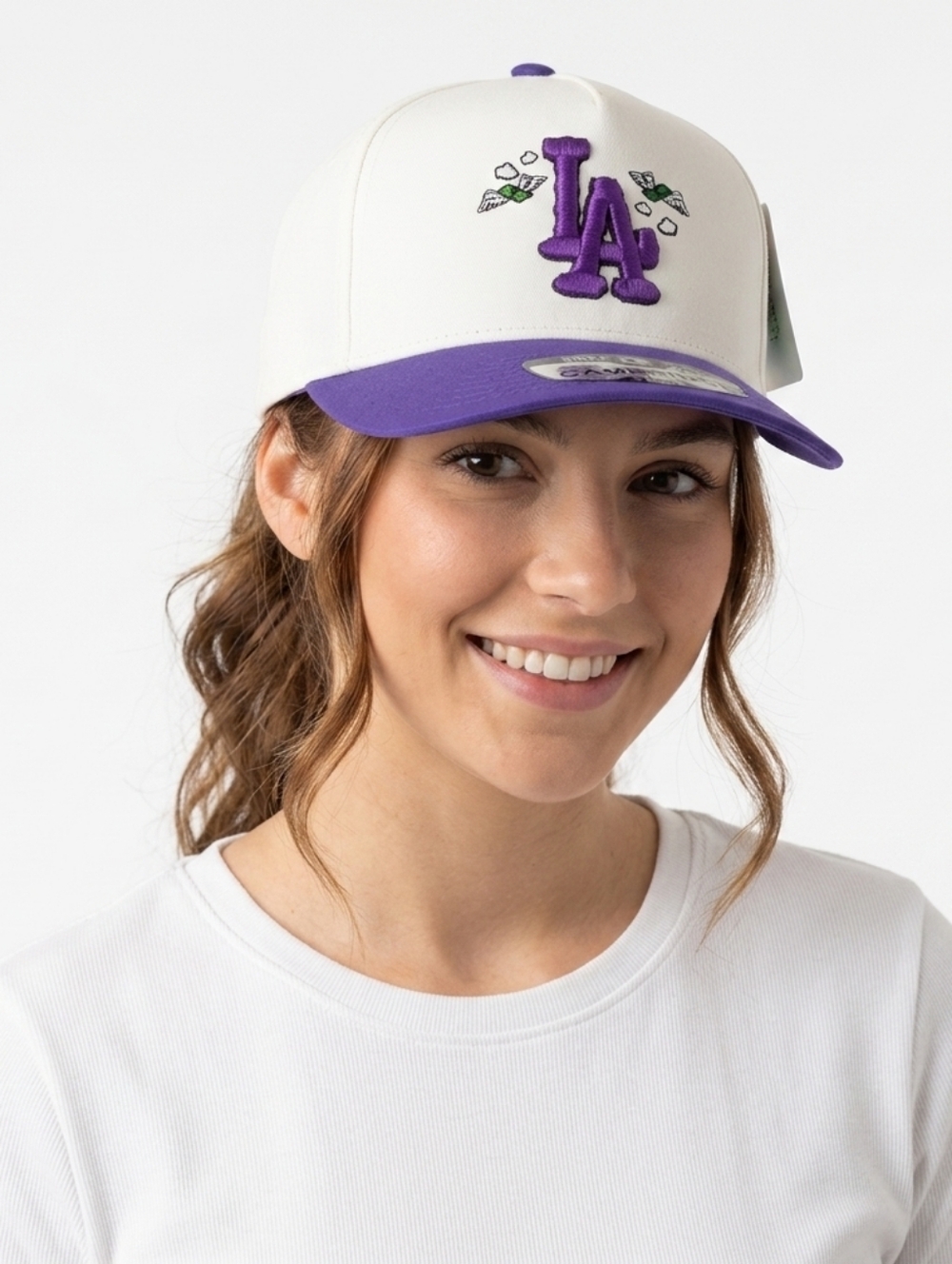 New L.A. Dodgers Designer Style White and Purple LA Cap w/ Tag